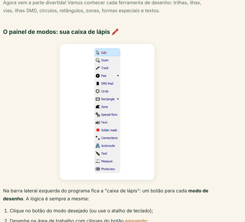 Captura do painel de modos do Sprint-Layout dentro do ebook